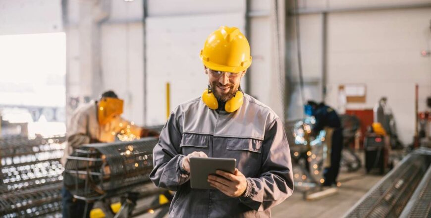 MetalWorker-taking-online-general-industry-course-on-tablet_OSHA-30-hour-general-construction-1200x720